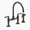 Kohler Two-hole bridge kitchen sink faucet with side sprayer