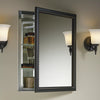 Kohler 20" W x 26" H aluminum single-door medicine cabinet with oil-rubbed bronze framed mirror door