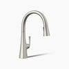 Kohler Pull-down kitchen sink faucet with three-function sprayhead