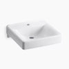Kohler 20" x 18" wall-mount/concealed arm carrier bathroom sink with single faucet hole