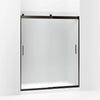 Kohler Sliding shower door, 74" H x 56-5/8 - 59-5/8" W, with 1/4" thick Frosted glass and blade handles