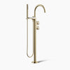 Kohler Floor-mount bath filler trim with industrial handles and handshower