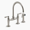 Kohler Two-hole bridge kitchen sink faucet with side sprayer