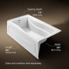 Kohler Mariposa 66" x 36" Alcove bath, left drain