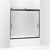 Kohler Sliding bath door, 59-3/4" H x 56-5/8 - 59-5/8" W, with 1/4" thick Frosted glass