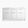 Kohler 60" wall-hung bathroom vanity cabinet with sinks and quartz top