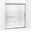 Kohler Sliding shower door, 75-1/2" H x 62-1/4 - 65-5/8" W with heavy 5/16" thick Crystal Clear glass with privacy band