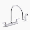 Kohler 1.5 gpm kitchen sink faucet with 9-5/16" gooseneck spout, matching finish sidespray, aerated flow and lever handles