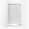 Kohler Sliding shower door, 74" H x 44-5/8 - 47-5/8" W, with 1/4" thick Frosted glass