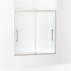 Kohler Frameless sliding bath door, 63-9/16" H x 54-5/8 - 59-5/8" W, with 5/16" thick Frosted glass
