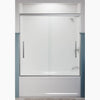Kohler Frameless sliding bath door, 63-9/16" H x 54-5/8 - 59-5/8" W, with 5/16" thick Frosted glass