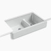 Kohler Smart Divide® 35-1/2" undermount double-bowl farmhouse kitchen sink with short apron