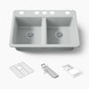 Kohler Riverby® 33" undermount double-bowl workstation kitchen sink