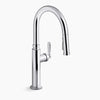 Kohler Pull-down kitchen sink faucet with three-function sprayhead