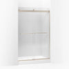 Kohler Sliding shower door, 74" H x 44-5/8 - 47-5/8" W, with 1/4" thick Crystal Clear glass