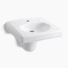 Kohler Wall-mount or concealed carrier arm mount commercial bathroom sink with single faucet hole and shroud
