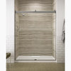 Kohler Sliding shower door, 74" H x 56-5/8 - 59-5/8" W, with 1/4" thick Crystal Clear glass