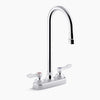 Kohler 0.5 gpm centerset bathroom sink faucet with aerated flow, gooseneck spout and lever handles, drain not included