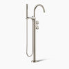 Kohler Floor-mount bath filler trim with industrial handles and handshower
