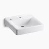 Kohler 20" x 18" wall-mount/concealed arm carrier bathroom sink with single faucet hole and left-hand soap dispenser hole