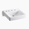 Kohler 20" x 18" wall-mount/concealed arm carrier bathroom sink with 8" widespread faucet holes and left-hand soap dispenser hole