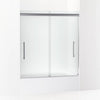 Kohler Frameless sliding bath door, 63-9/16" H x 54-5/8 - 59-5/8" W, with 5/16" thick Frosted glass