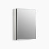 Kohler 20" W x 26" H aluminum single-door medicine cabinet with mirrored door, beveled edges