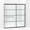 Kohler Sliding shower door, 75-1/2" H x 68-1/4 - 71-5/8" W, with heavy 5/16" thick Crystal Clear glass with rectangular grille pattern