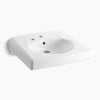 Kohler Wall-mount or concealed carrier arm mount commercial bathroom sink with single faucet hole and left-hand soap dispenser hole