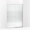Kohler Sliding shower door, 75-1/2" H x 50-1/4 - 53-5/8" W, with heavy 5/16" thick Crystal Clear glass with privacy band