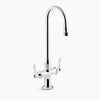 Kohler 1.0 gpm monoblock gooseneck bathroom sink faucet with aerated flow and lever handles, drain not included
