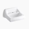 Kohler 21-1/4" x 18-1/8" wall-mount/concealed arm carrier bathroom sink with single faucet hole and right-hand soap dispenser hole