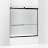 Kohler Sliding bath door, 62" H x 56-5/8 - 59-5/8" W, with 1/4" thick Frosted glass