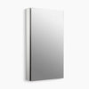 Kohler 20-1/8" W x 36-1/8" H aluminum single-door medicine cabinet with 107 degree hinge