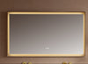 Rectangular mirror with gold frame on a beige wall