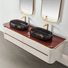 Lucelle High Gloss Creamy Apricot Beige Double Sink Bathroom Vanity - Godi