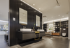 Prisma Frameless LED Bathroom Mirror with Brushed Gold Shelf