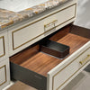 Château Luxury Double Sink Floating Vanity – Titanium Gold + Creamy Apricot Beige with Natural Marble Top