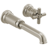 Brizo Invari Two-Hole, Single-Handle Wall Mount Lavatory Faucet - Less Handle 1.5 GPM - Complete Kit - Brilliance® Luxe Nickel®