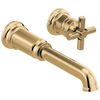 Brizo Invari Two-Hole, Single-Handle Wall Mount Lavatory Faucet - Less Handle 1.5 GPM - Complete Kit - Brilliance® Luxe Gold®