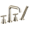 Brizo Litze Roman Tub with Handshower - Less Handles - Complete Kit - Brilliance® Polished Nickel