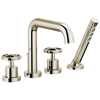 Brizo Litze Roman Tub with Handshower - Less Handles - Complete Kit - Brilliance® Polished Nickel