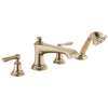 Brizo Rook Roman Tub Faucet with Handshower - Less Handles - Complete Kit - Brilliance® Luxe Gold®