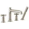 Brizo Invari Roman Tub Faucet With Handshower - Less Handles - Complete Kit - Brilliance® Luxe Nickel®