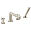 Brizo Levoir Roman Tub Faucet With Handshower - Less Handles - Complete Kit - Brilliance® Luxe Nickel®