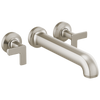 Brizo Kintsu Two Handle Wall Mount Tub Filler - Complete Kit - Brilliance® Luxe Nickel®
