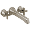 Brizo Levoir Two-Handle Wall Mount Tub Filler - Less Handles - Complete Kit - Brilliance® Luxe Nickel®