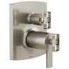 Brizo Brizo TempAssure Thermostatic Valve with Integrated 6-Function Diverter Trim - Less Handles - Complete Kit - Brilliance® Luxe Nickel®