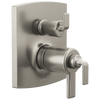 Brizo Brizo TempAssure Thermostatic Valve with Integrated 6-Function Diverter Trim - Less Handles - Complete Kit - Brilliance® Luxe Nickel®