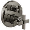 Brizo Levoir Pressure Balance Valve With Integrated 3-Function Diverter Trim - Less Handles - Complete Kit - Brilliance® Black Onyx